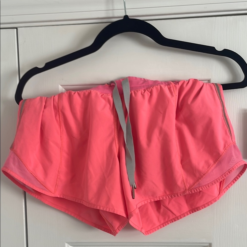 Lululemon Athletica Hotty Hot Hot Pink Shorts with Gray Tie
